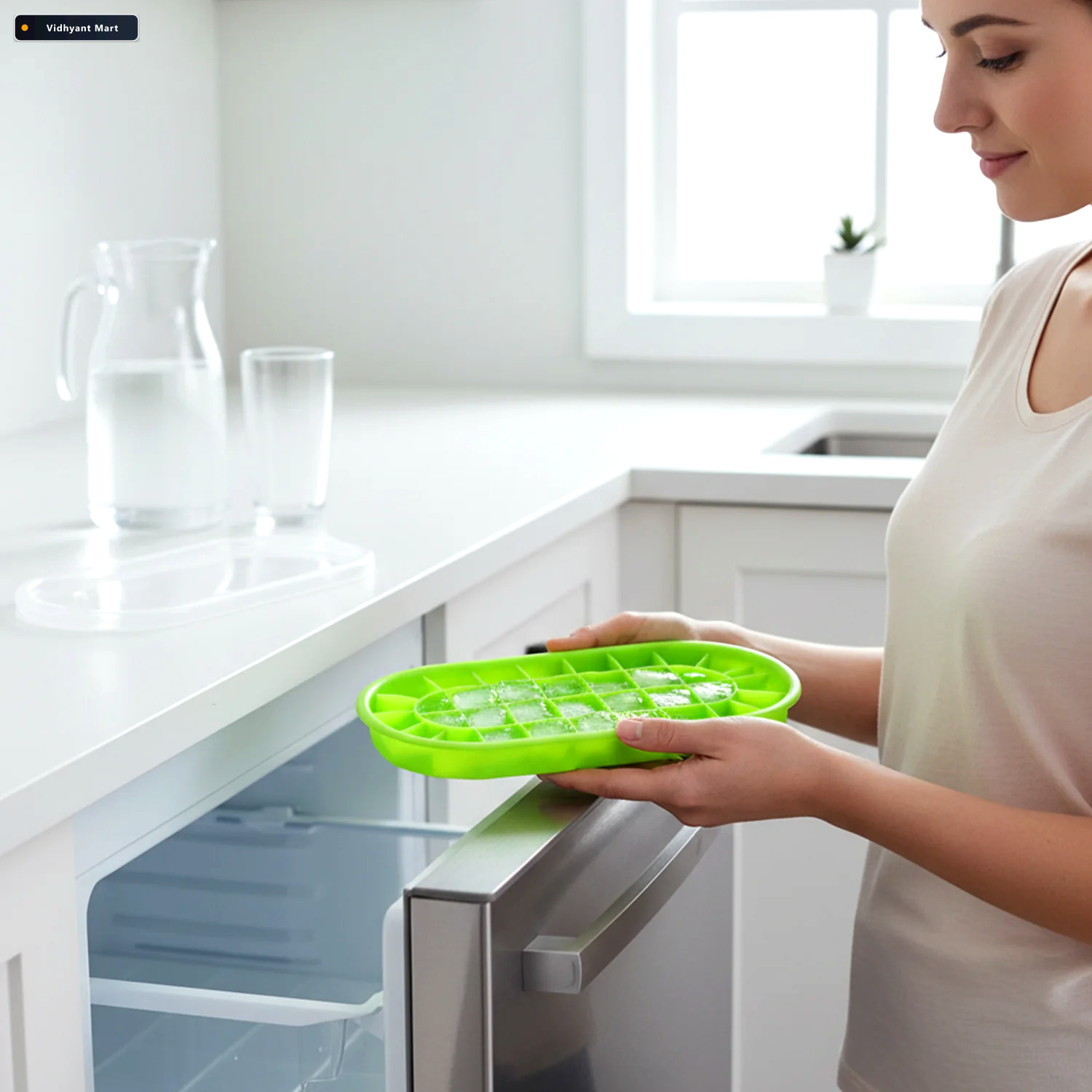 Vidhyant Mart Oval Silicone Ice Cube Tray Easy Release Odor Free 2