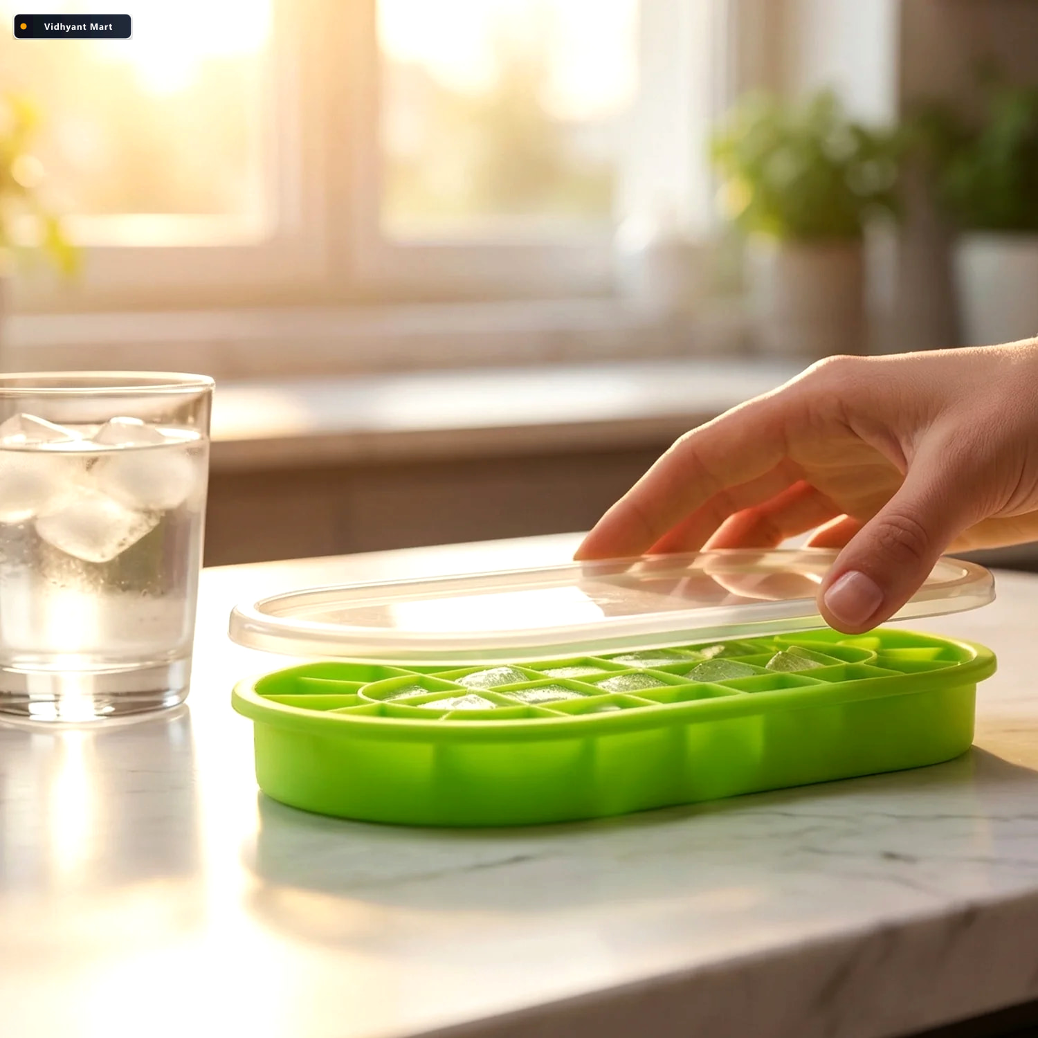 Vidhyant Mart Oval Silicone Ice Cube Tray Easy Release Odor Free 3