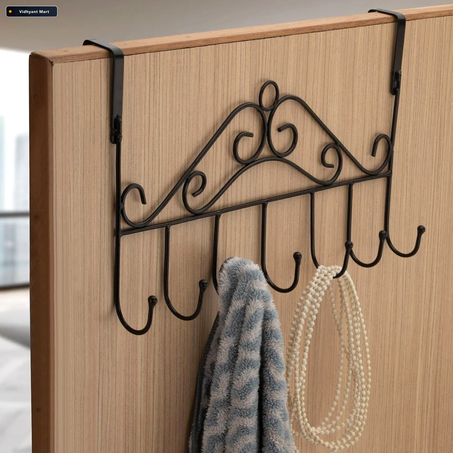 Vidhyant Mart Over Door Hanger Rack 7 Hooks Metal Organizer Indo 2