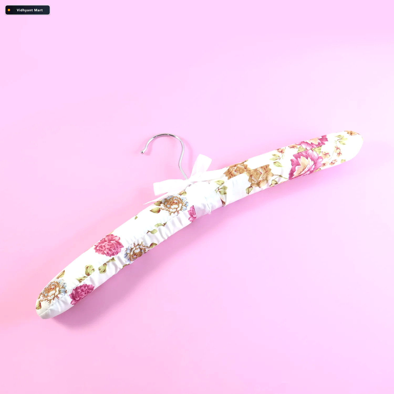 Vidhyant Mart Padded Floral Clothes Hanger Satin Cushioned Non S 2