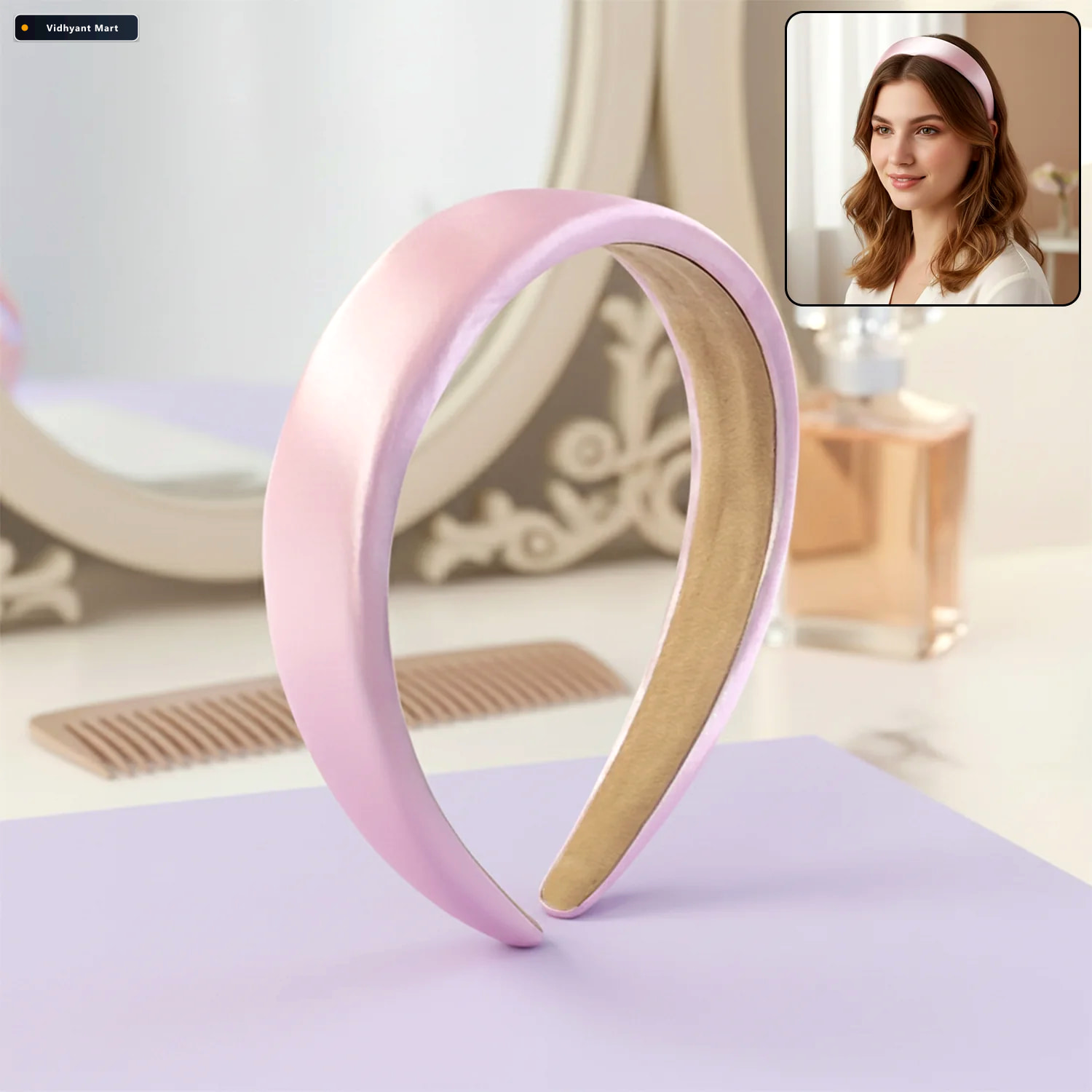 Vidhyant Mart Padded Satin Hairband Comfortable Stylish Accessor 1