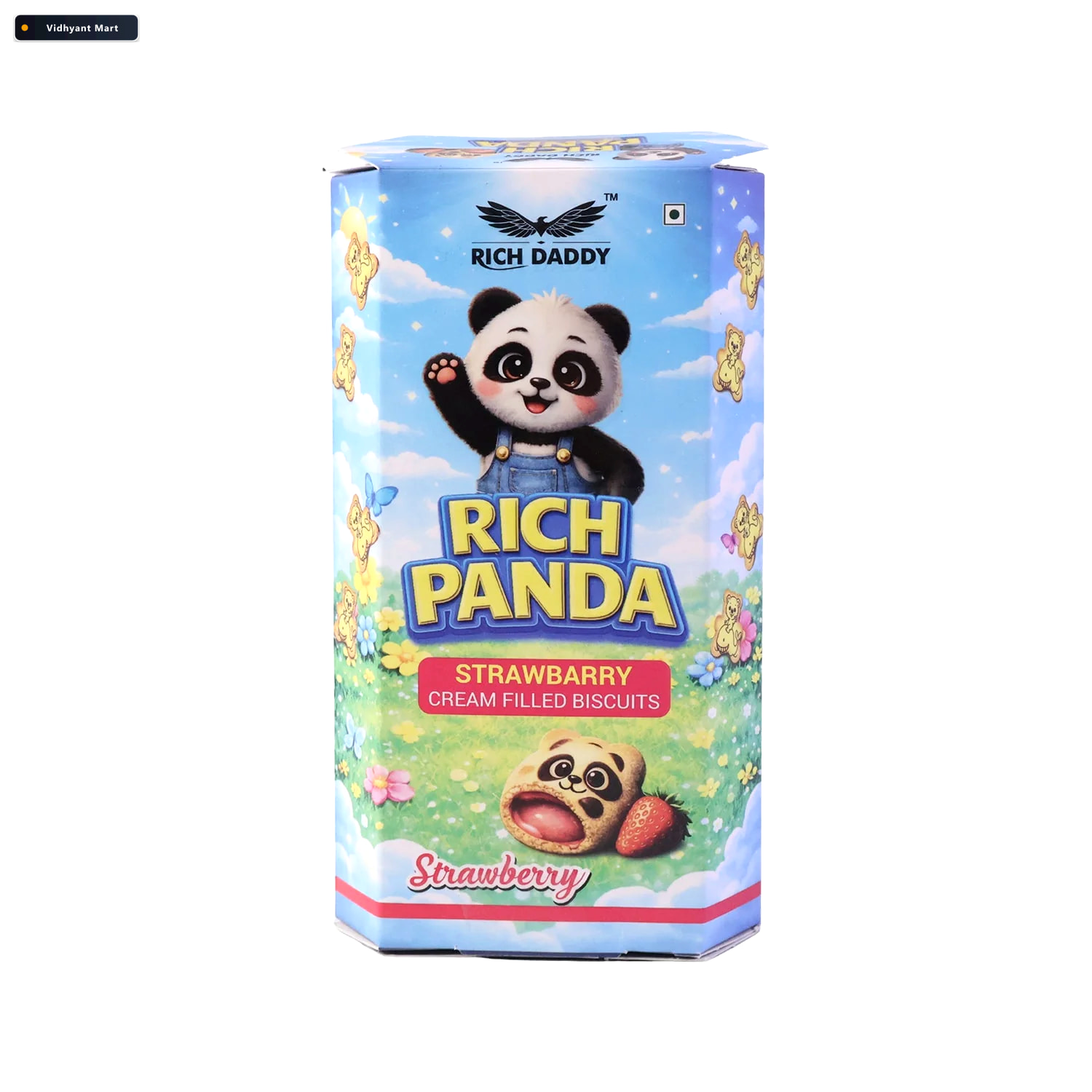 Vidhyant Mart Panda Strawberry Cream Biscuits Fun Kids Snack 4