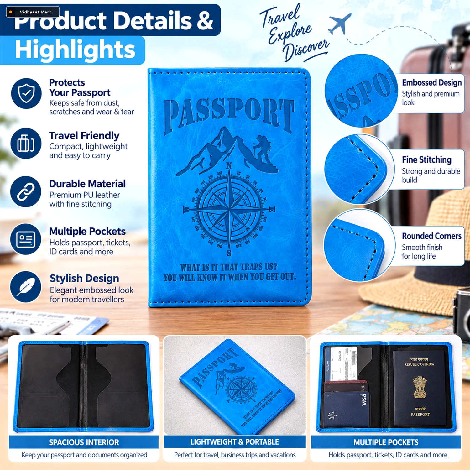 Vidhyant Mart Passport Holder Travel Wallet For International Tr 2