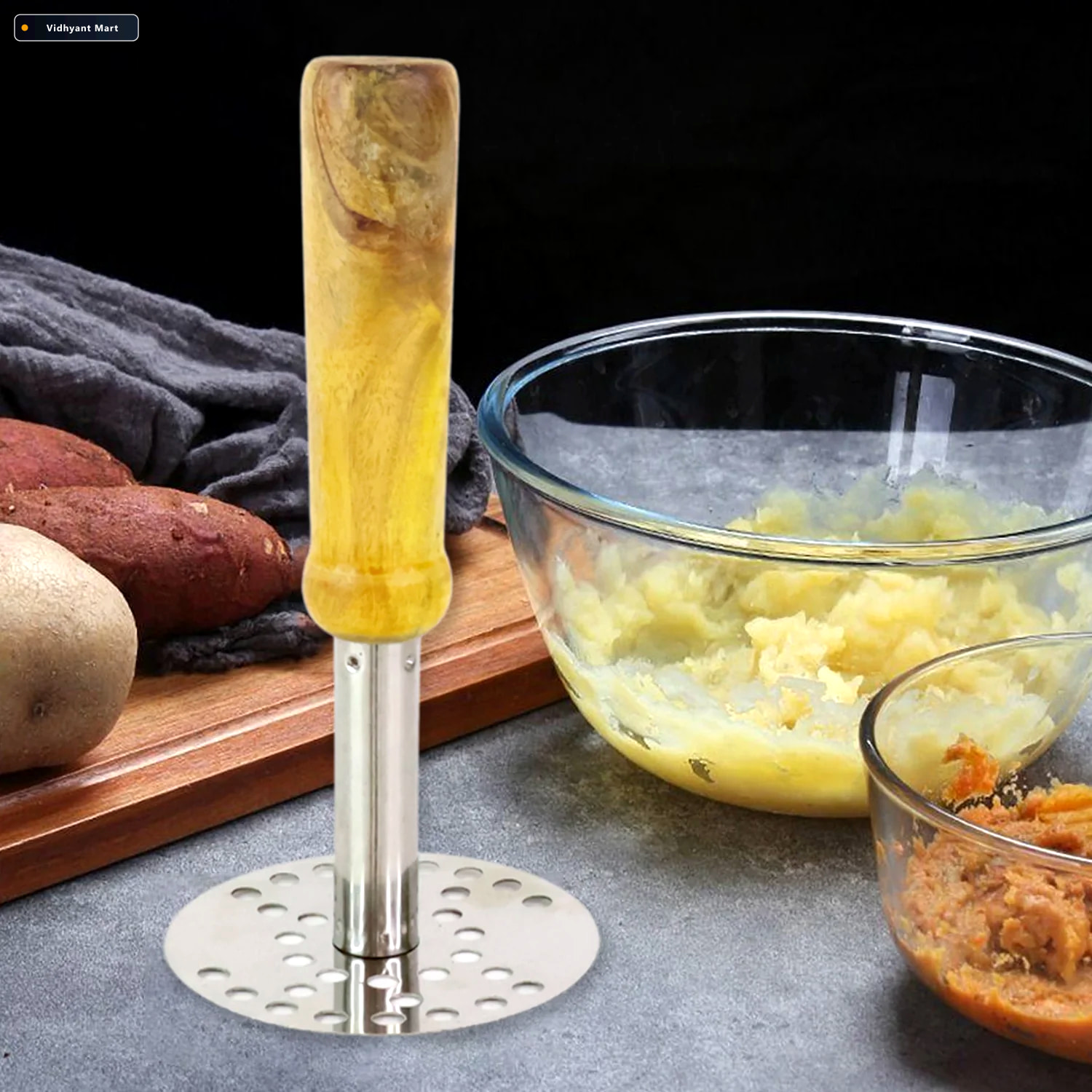 Vidhyant Mart Paubhaji Masher Ergonomic Stainless Steel Gripchef 1