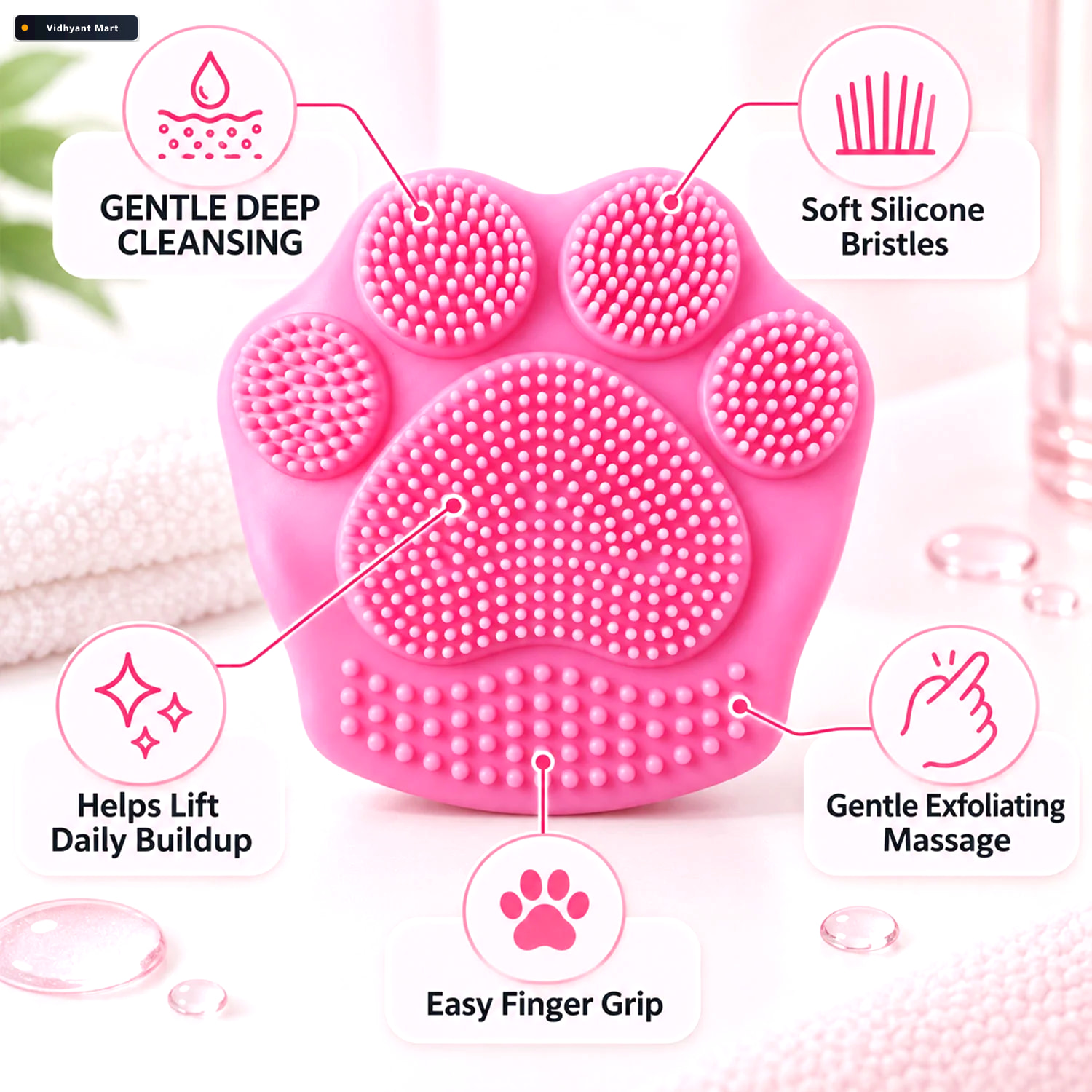 Vidhyant Mart Paw Shape Face Wash Scrubber For Daily Skin Care A 4