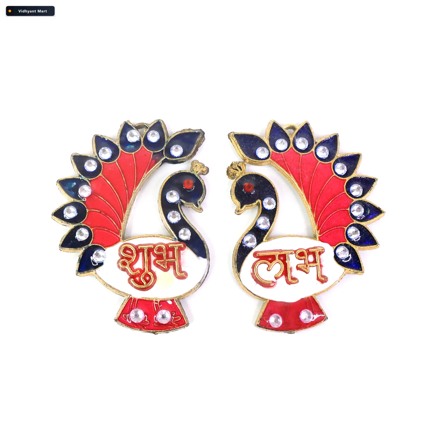 Vidhyant Mart Peacock Wall Hanging Set Traditional Shubh Labh De 4