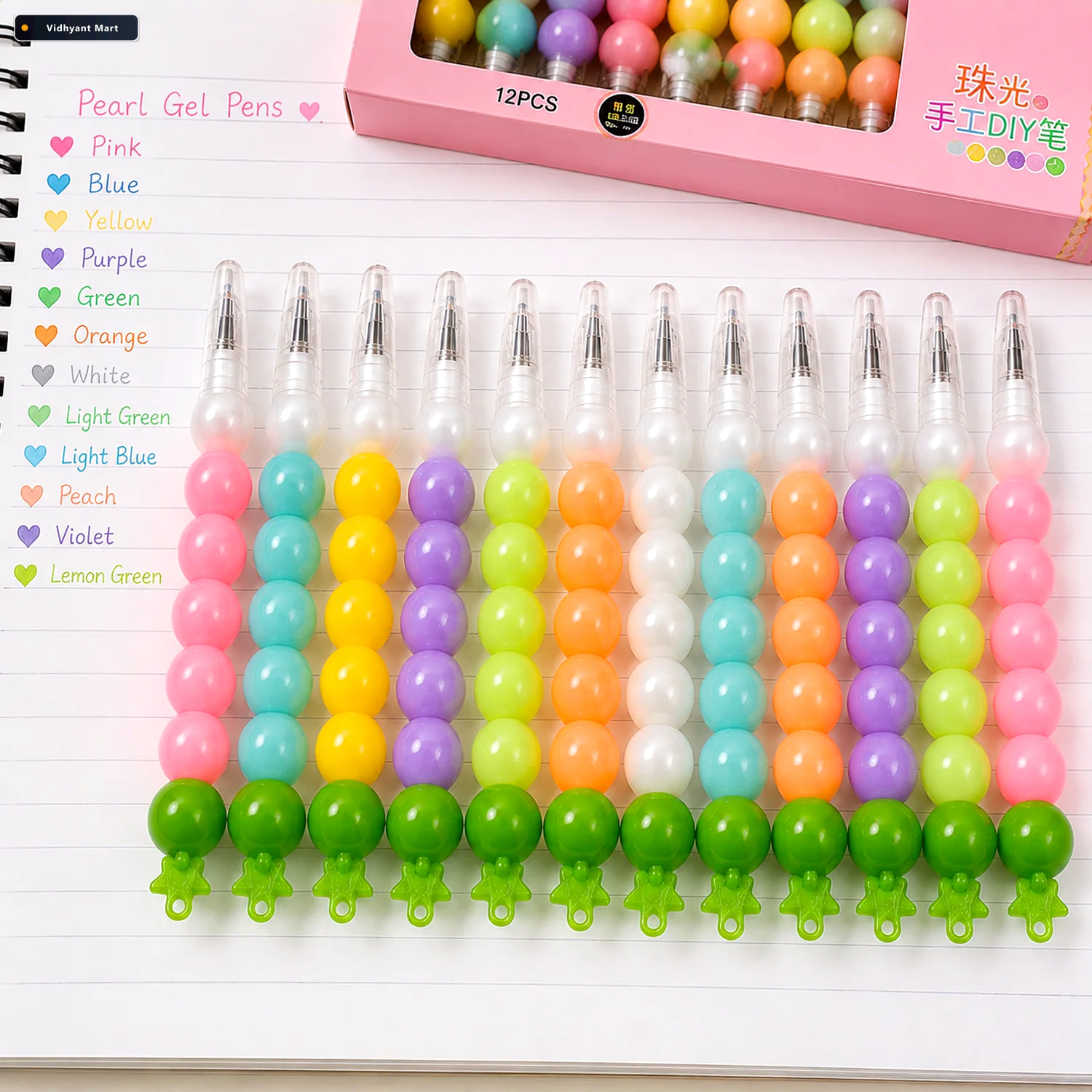 Vidhyant Mart Pearl Gel Pen Set Multicolor Moti Pens For Kids 12 1