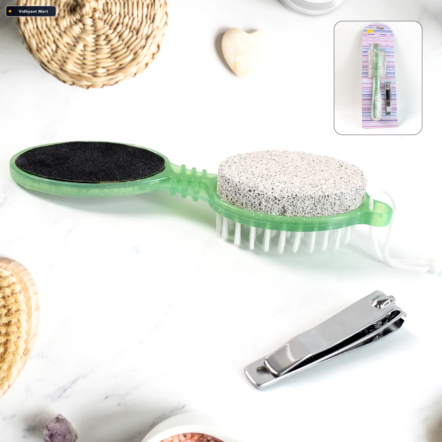 Vidhyant Mart Pedicure Tool 5 In 1 Foot Scrubber With Nail Cutte 1