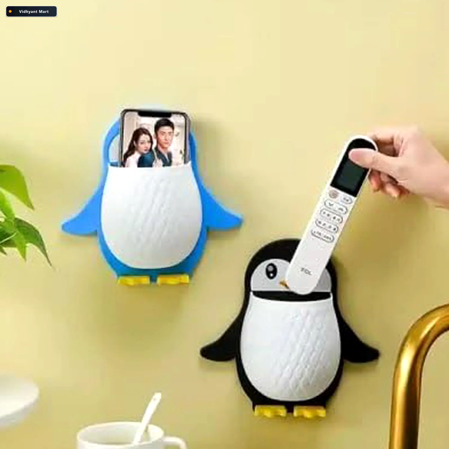 Vidhyant Mart Penguin Storage Box Wall Mount Organizer For Remot 2