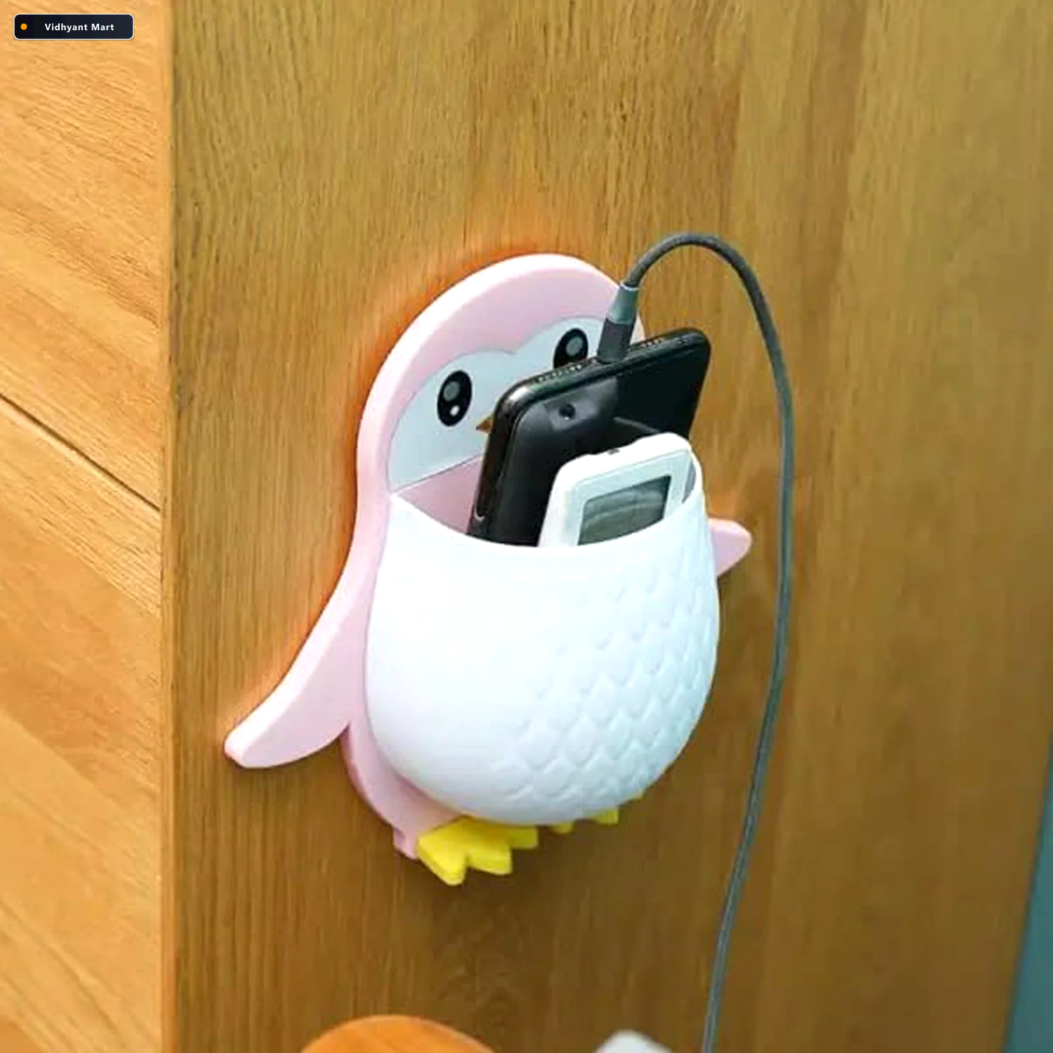 Vidhyant Mart Penguin Storage Box Wall Mount Organizer For Remot 4