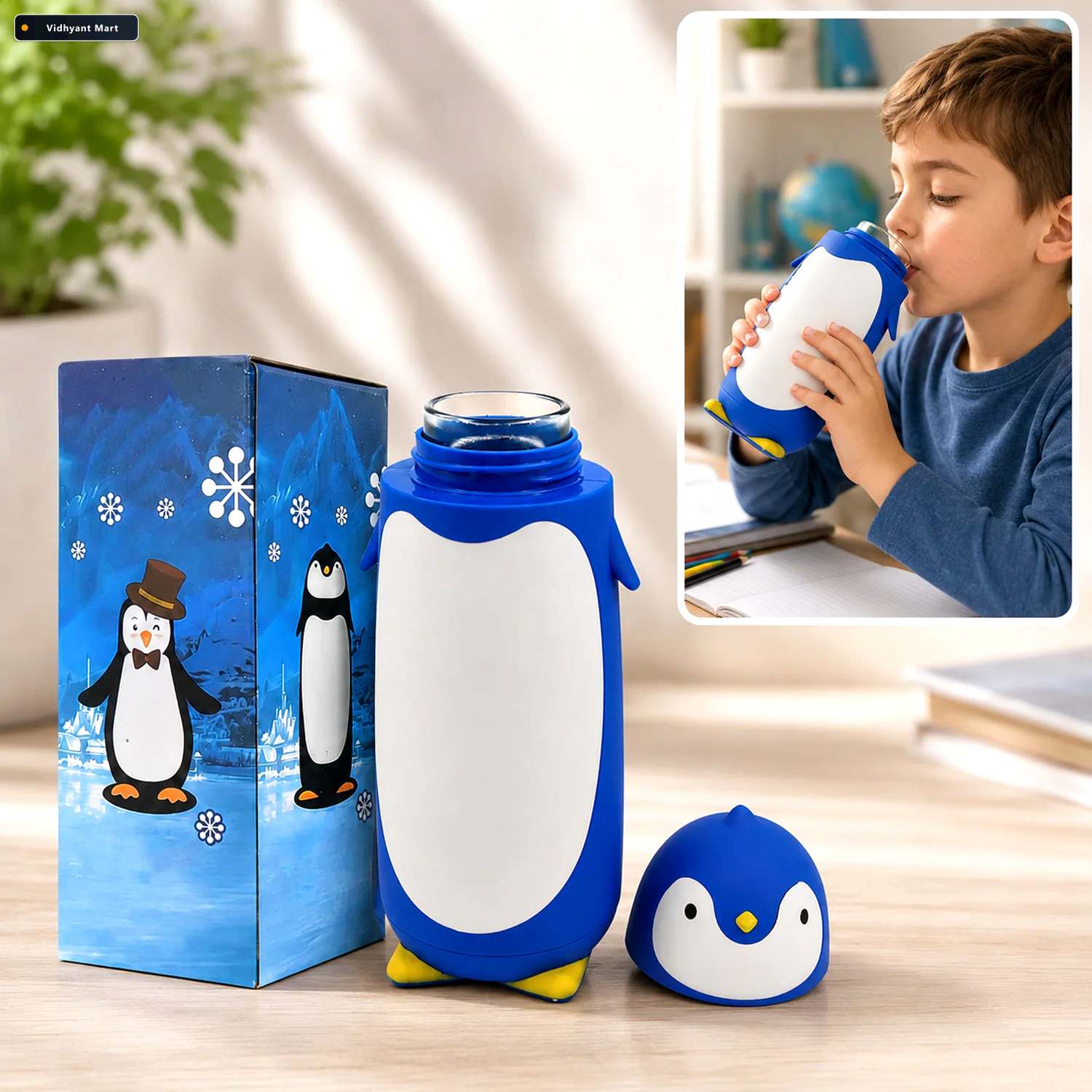 Vidhyant Mart Penguin Water Bottle Cute Insulated Travel Mug 280 1