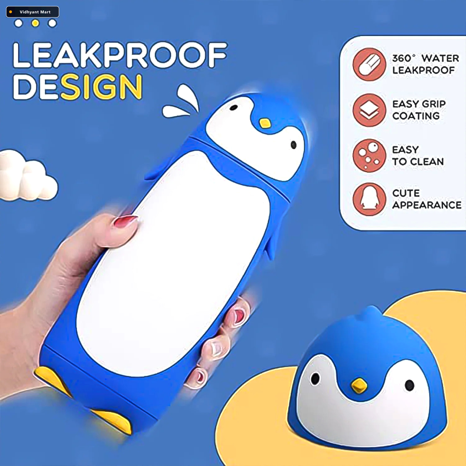 Vidhyant Mart Penguin Water Bottle Cute Insulated Travel Mug 280 2