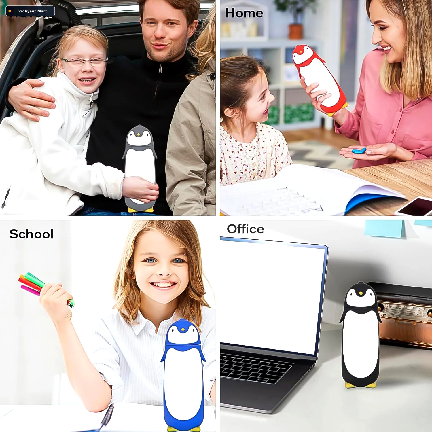 Vidhyant Mart Penguin Water Bottle Cute Insulated Travel Mug 280 4