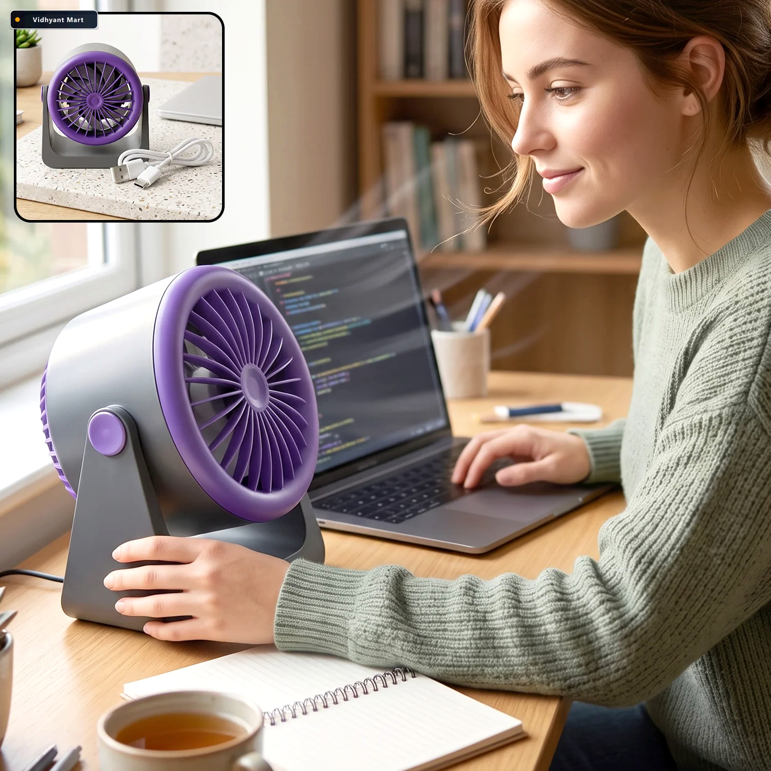 Vidhyant Mart Personal Desktop Air Circulation Fan Portable Usb 2