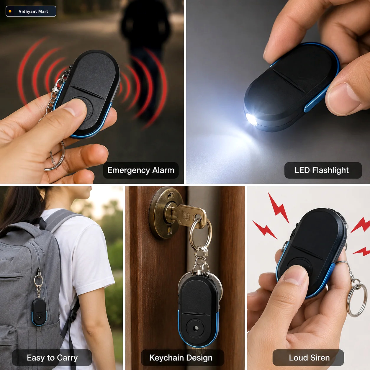 Vidhyant Mart Personal Safety Alarm Keychain Loud Emergency Sire 2