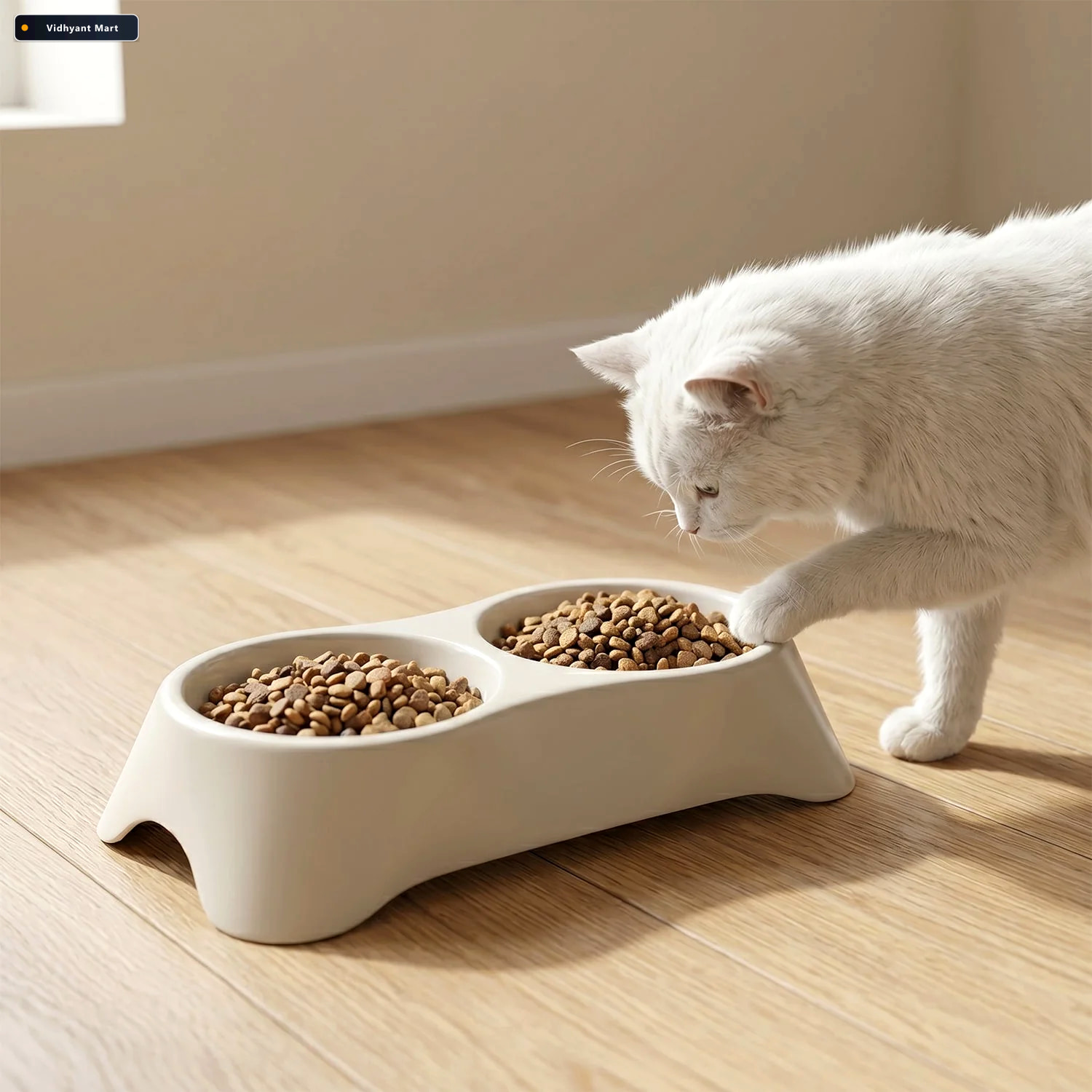 Vidhyant Mart Pet Double Bowl Feeder Anti Slip Design For Easy F 2