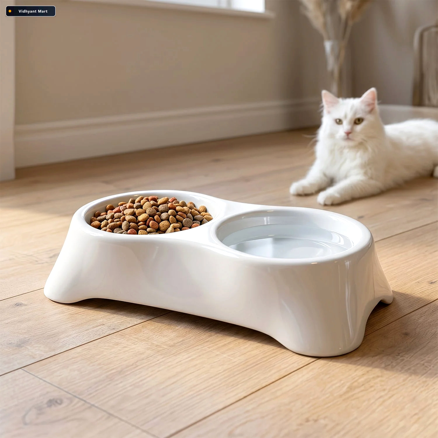Vidhyant Mart Pet Double Bowl Feeder Anti Slip Design For Easy F 3