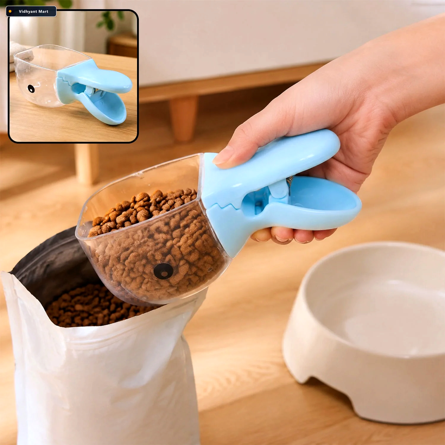 Vidhyant Mart Pet Food Scoop With Bag Clip Measure Portions Seal 1