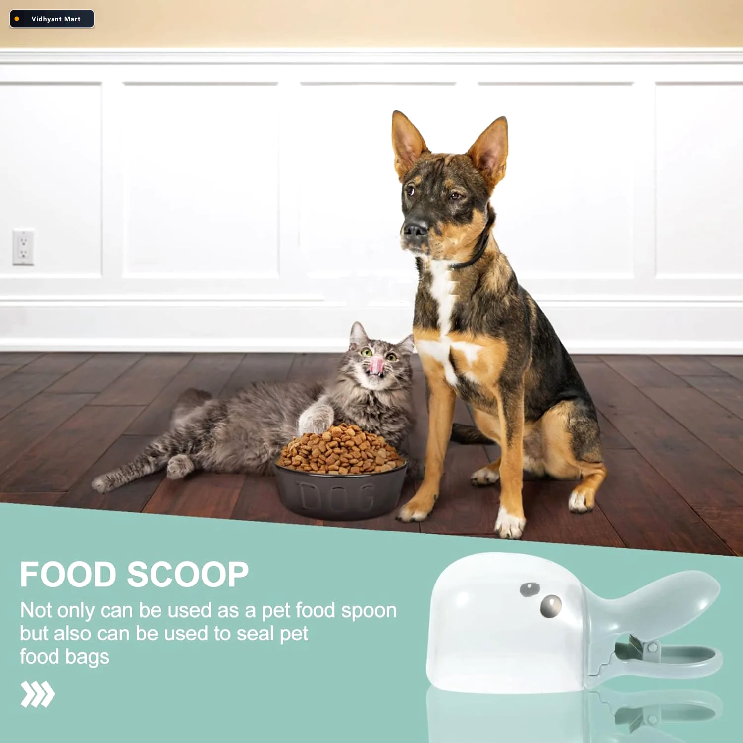Vidhyant Mart Pet Food Scoop With Bag Clip Measure Portions Seal 3