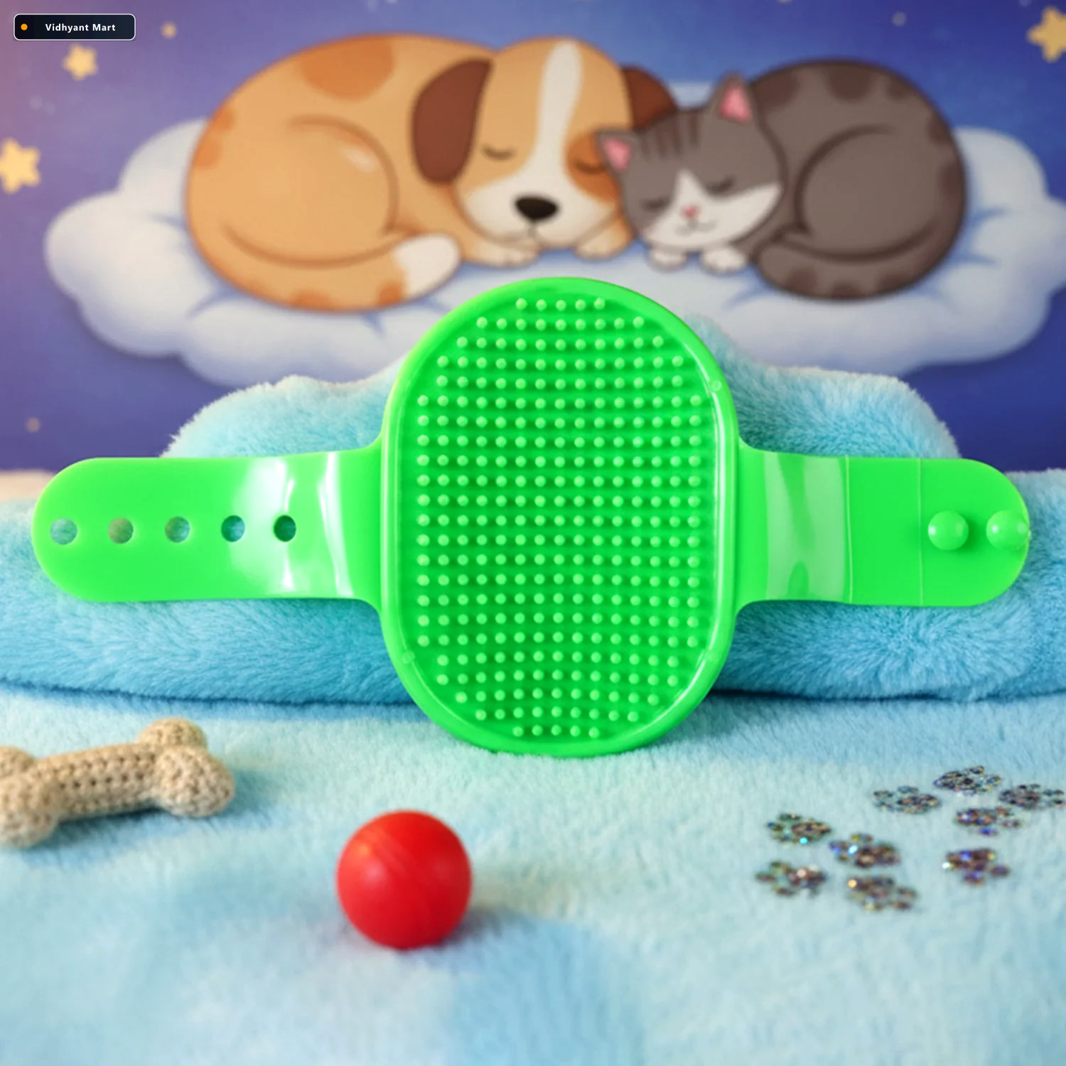 Vidhyant Mart Pet Grooming Bath Brush Soft Bristles With Adjusta 1