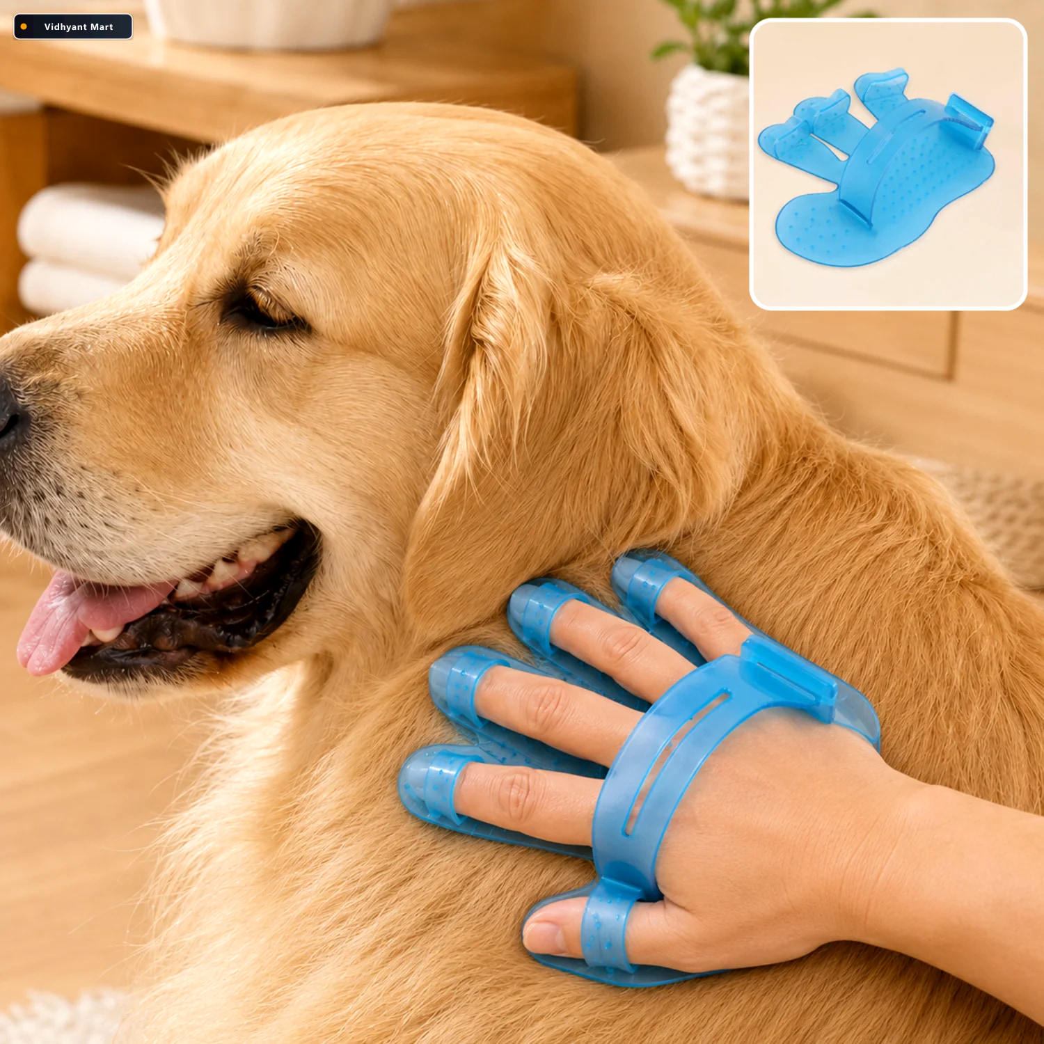 Vidhyant Mart Pet Grooming Gloves Gentle Effective Fur Removal A 1