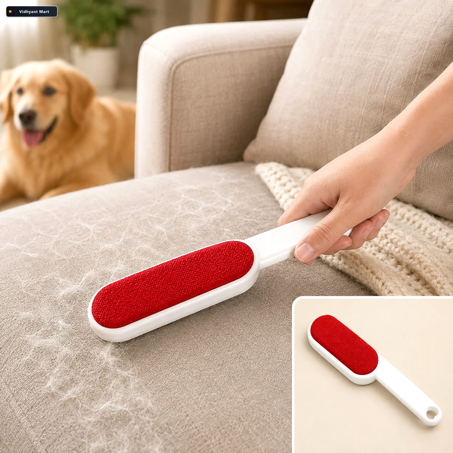 Vidhyant Mart Pet Hair Remover Double Sided Self Cleaning Brush 1