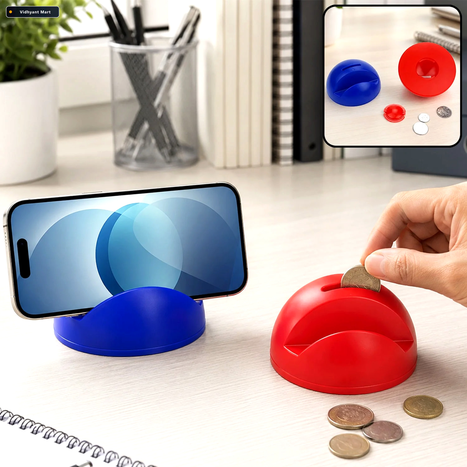 Vidhyant Mart Phone Holder With Coin Bank Abs Plastic Owl Design 1