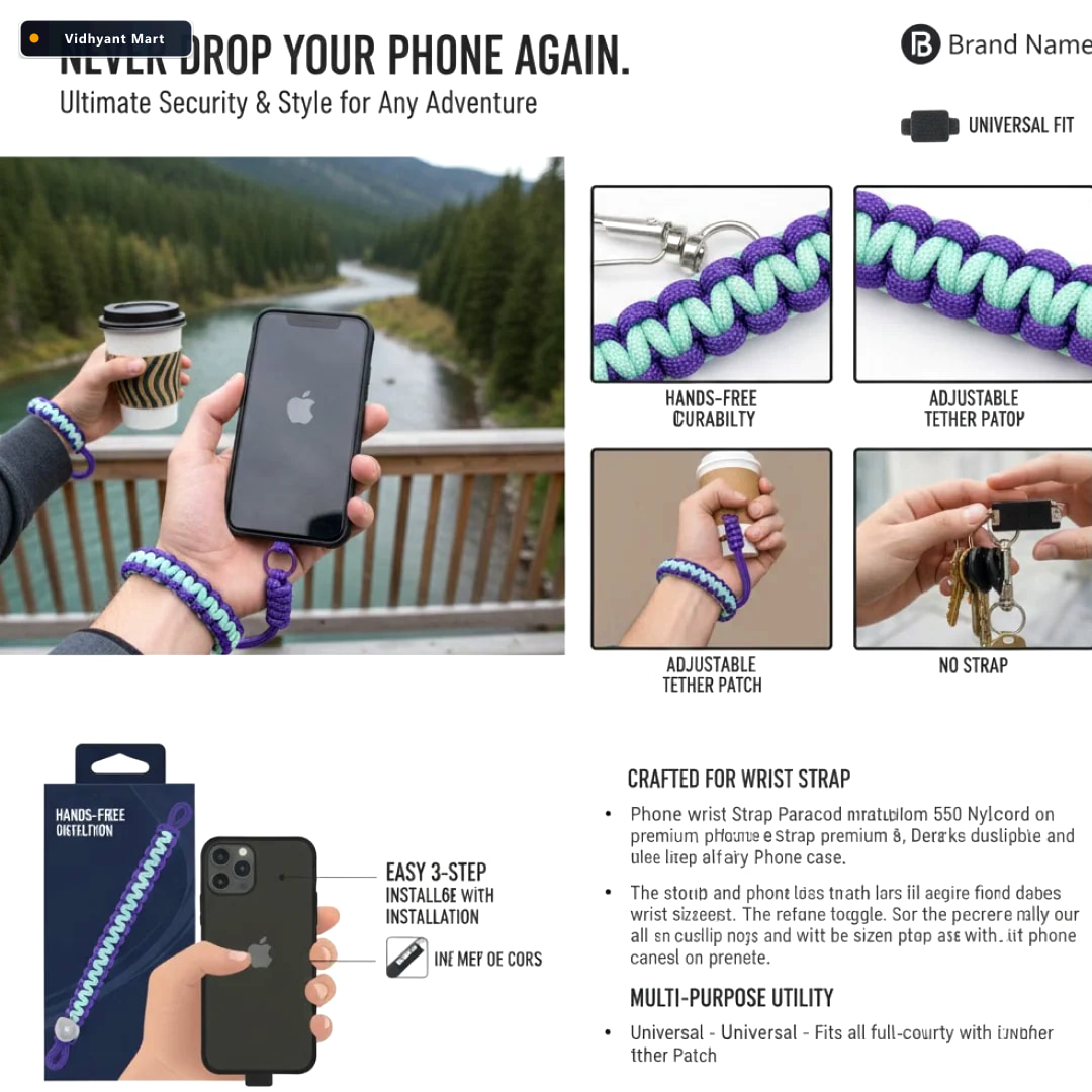 Vidhyant Mart Phone Wrist Strap Adjustable Multipurpose Lanyard 5