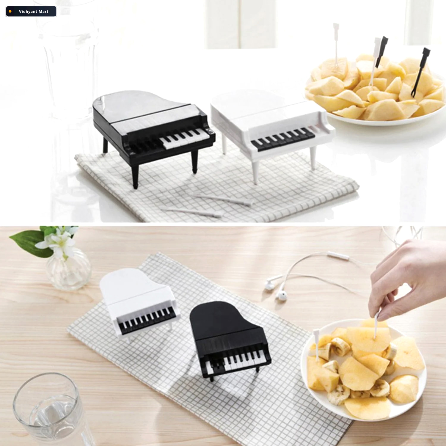 Vidhyant Mart Piano Fruit Forks 10 Pc Decorative Snack Set Vasta 2