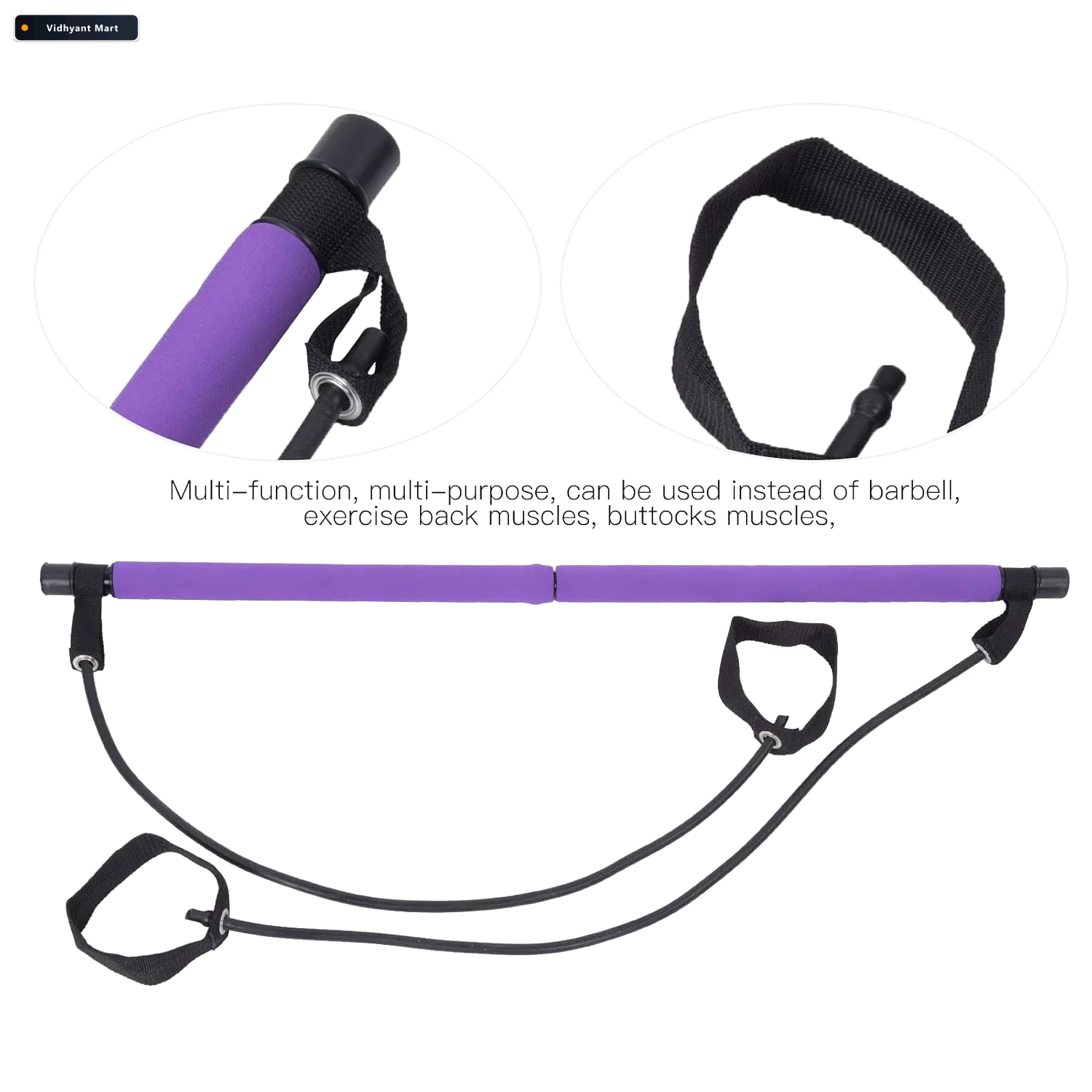 Vidhyant Mart Pilates Bar With Resistance Bands Full Body Home W 2