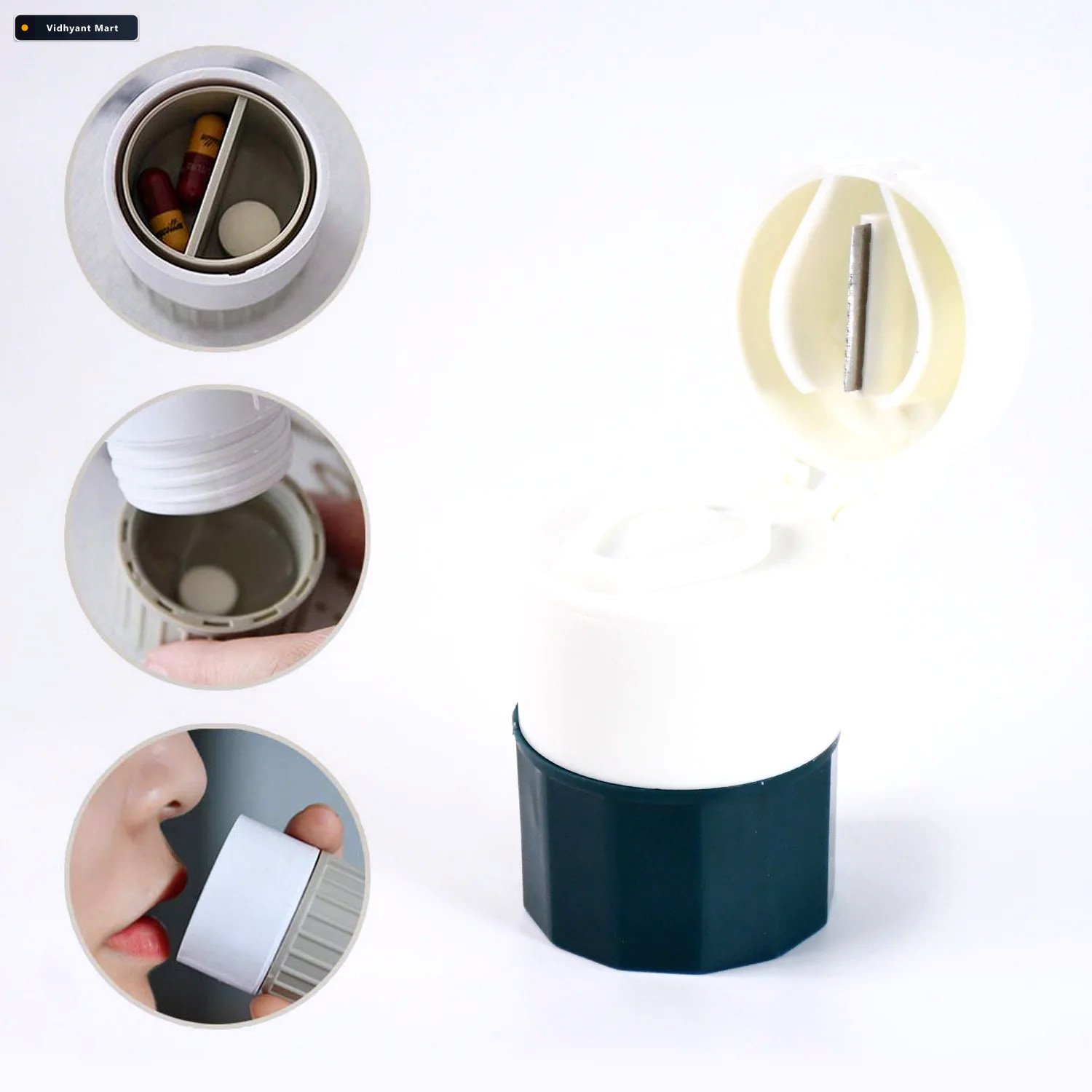 Vidhyant Mart Pill Crusher 4 In 1 With Grinder Cutter Water Cup 2