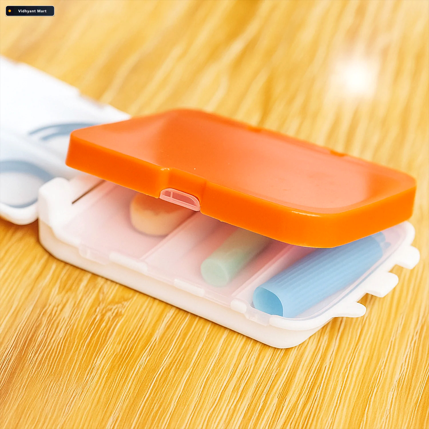 Vidhyant Mart Pill Organizer Box Dual Sided With 8 Secure Compar 2