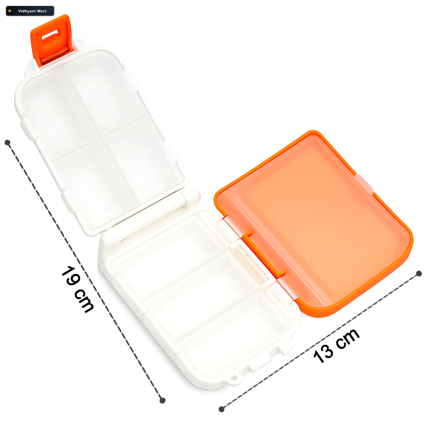 Vidhyant Mart Pill Organizer Box Dual Sided With 8 Secure Compar 3