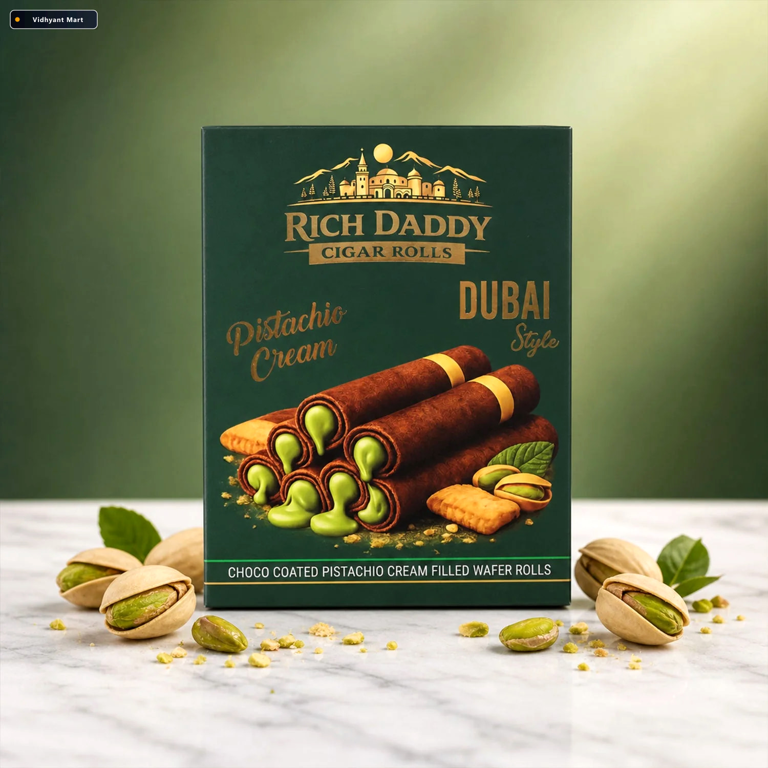 Vidhyant Mart Pistachio Cream Cigar Rolls Luxurious Dubai Style 3