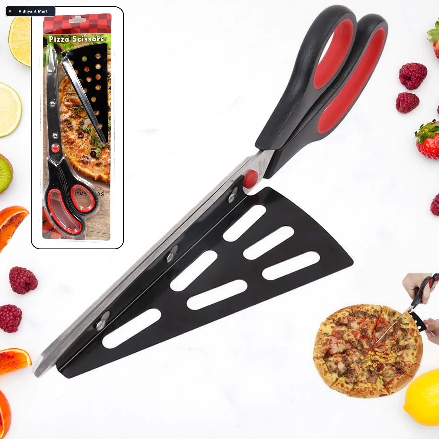 Vidhyant Mart Pizza Cutter Scissors Stainless Steel With Removab 1