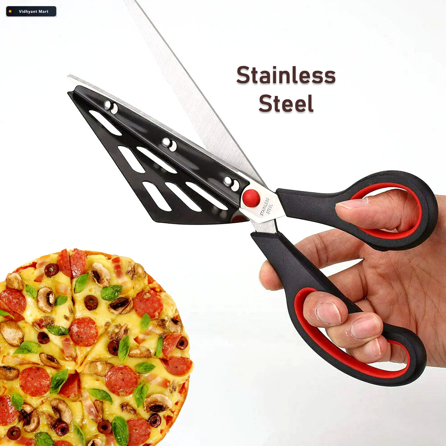 Vidhyant Mart Pizza Cutter Scissors Stainless Steel With Removab 2