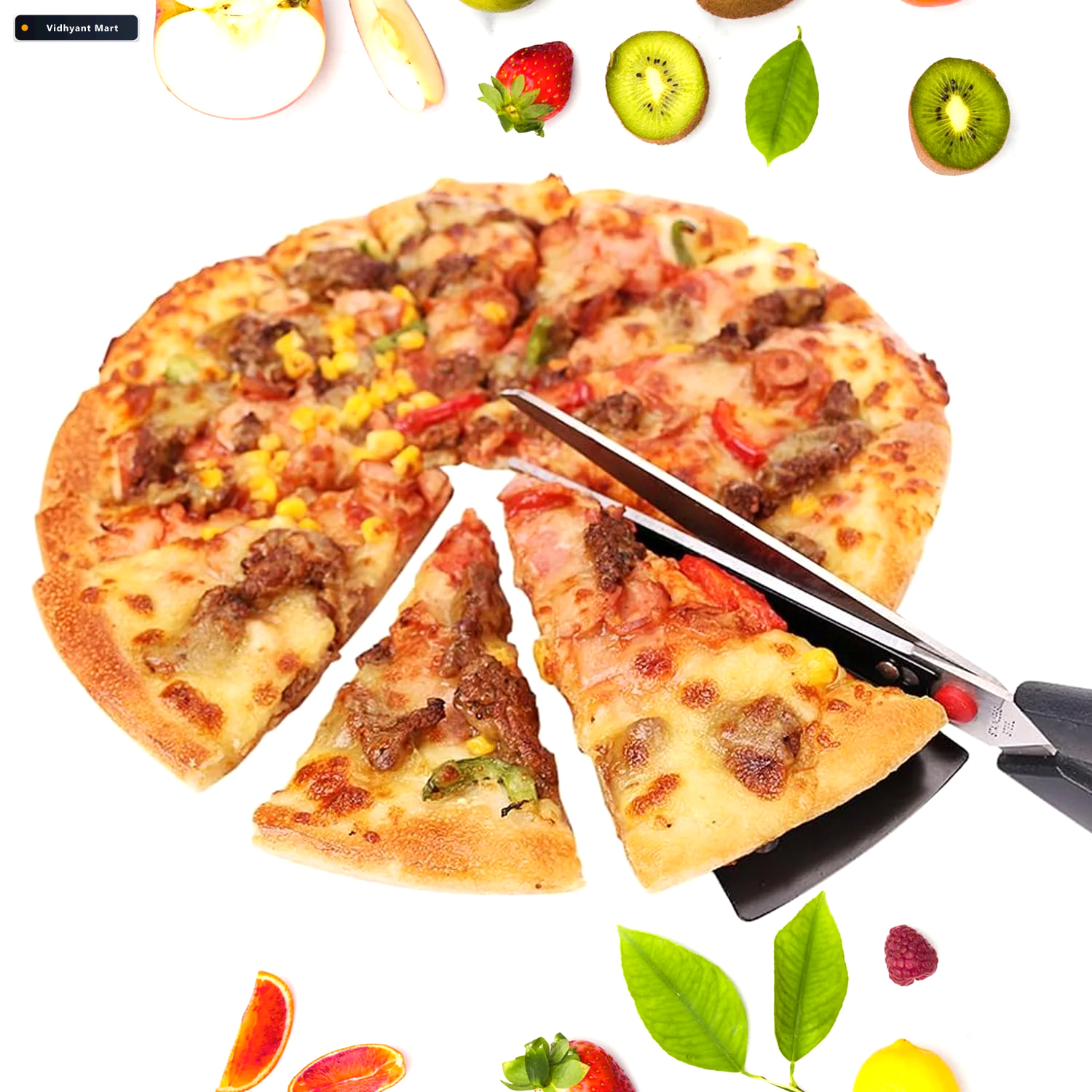 Vidhyant Mart Pizza Cutter Scissors Stainless Steel With Removab 3