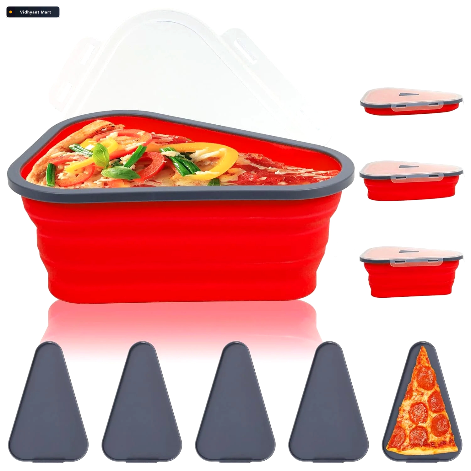 Vidhyant Mart Pizza Storage Container Expandable Silicone Box Wi 2
