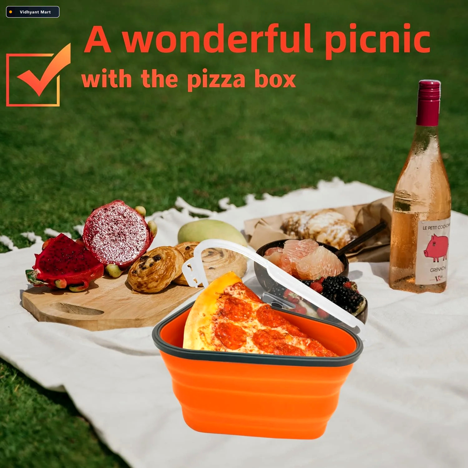 Vidhyant Mart Pizza Storage Container Expandable Silicone Box Wi 3