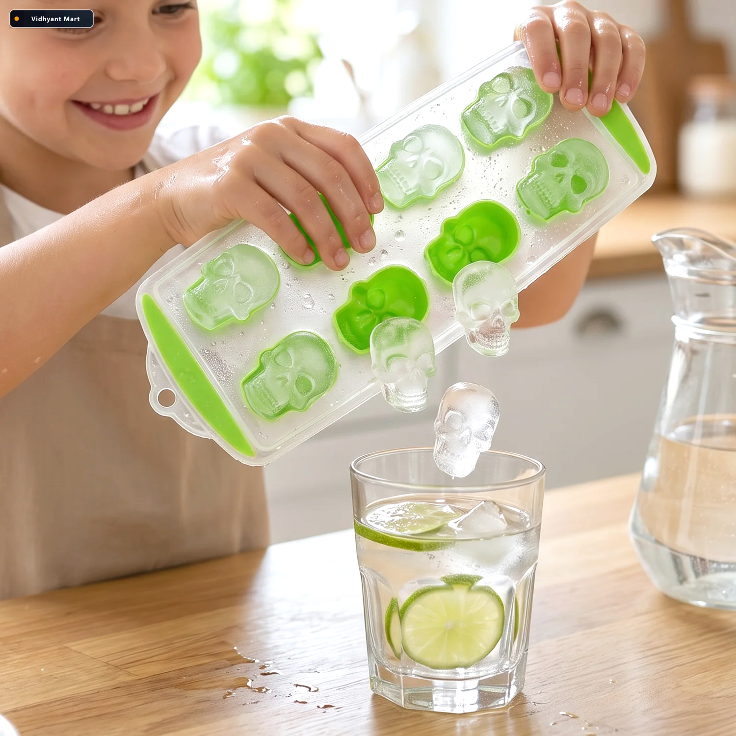 Vidhyant Mart Plastic 8 Grid Ice Cube Tray With Lid Skull Shape 1