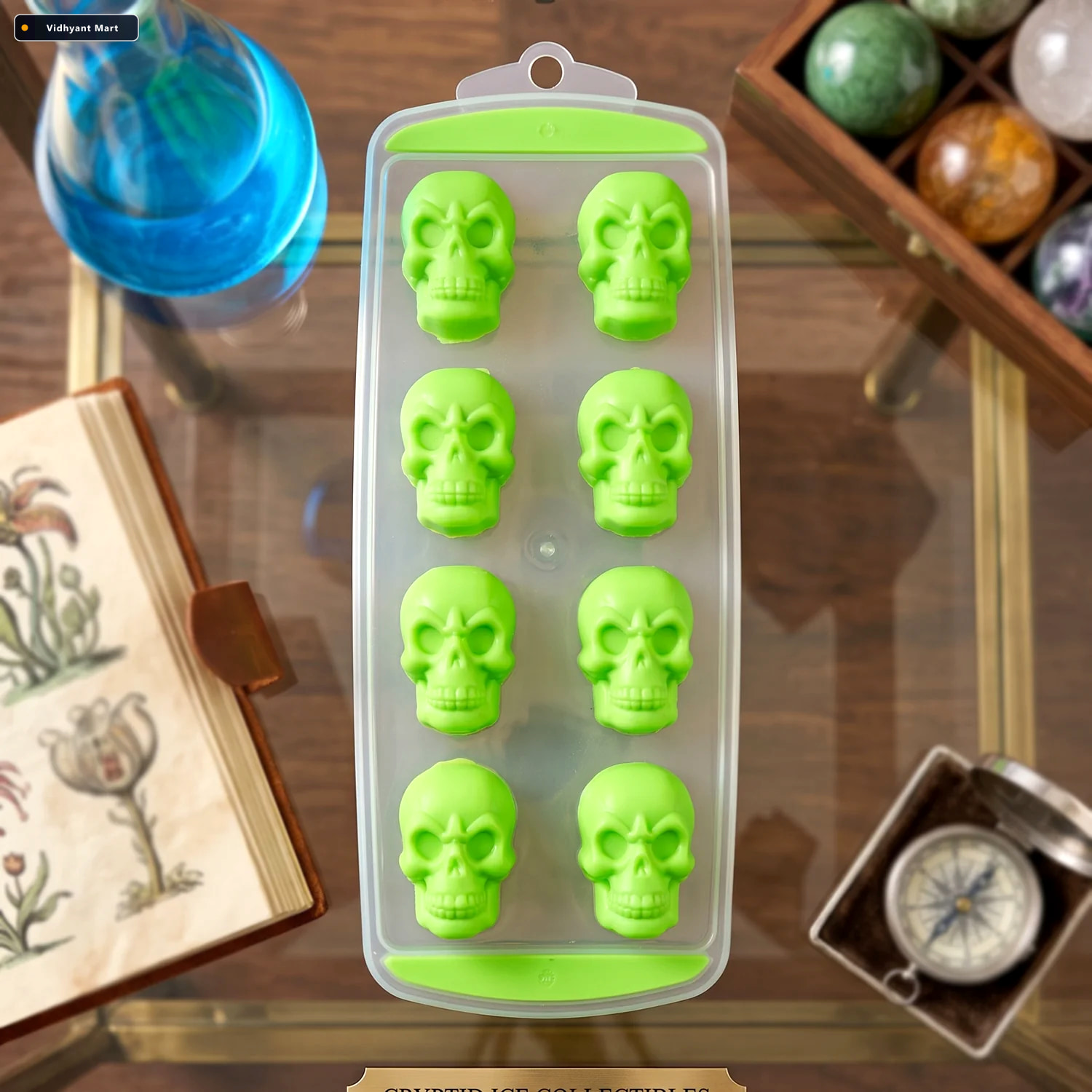 Vidhyant Mart Plastic 8 Grid Ice Cube Tray With Lid Skull Shape 2