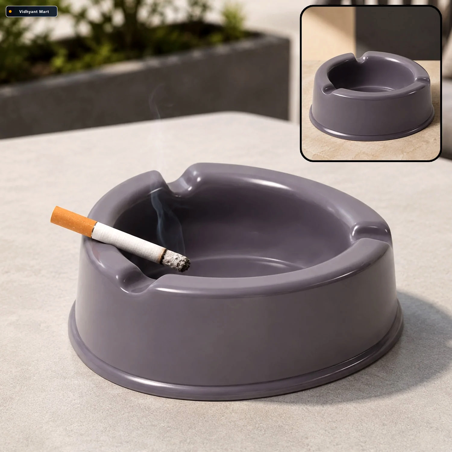 Vidhyant Mart Plastic Ashtray Durable Grey With Triple Cigarette 2