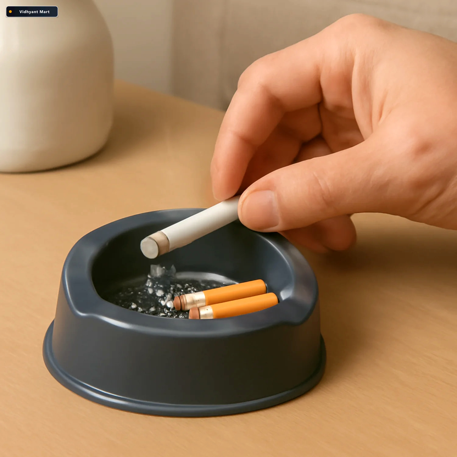 Vidhyant Mart Plastic Ashtray Durable Grey With Triple Cigarette 3