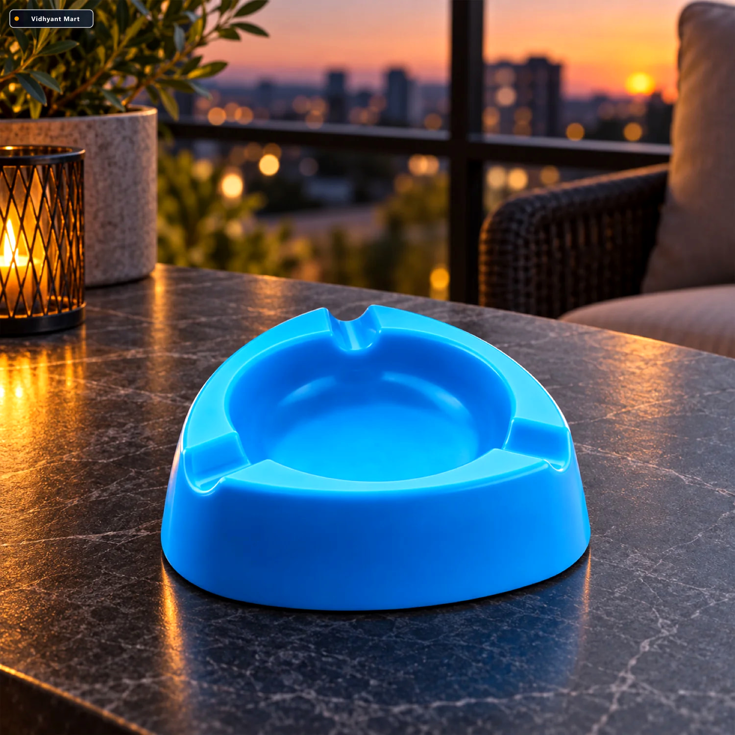 Vidhyant Mart Plastic Ashtray Durable Wide Bowl With 3 Cigarette 1