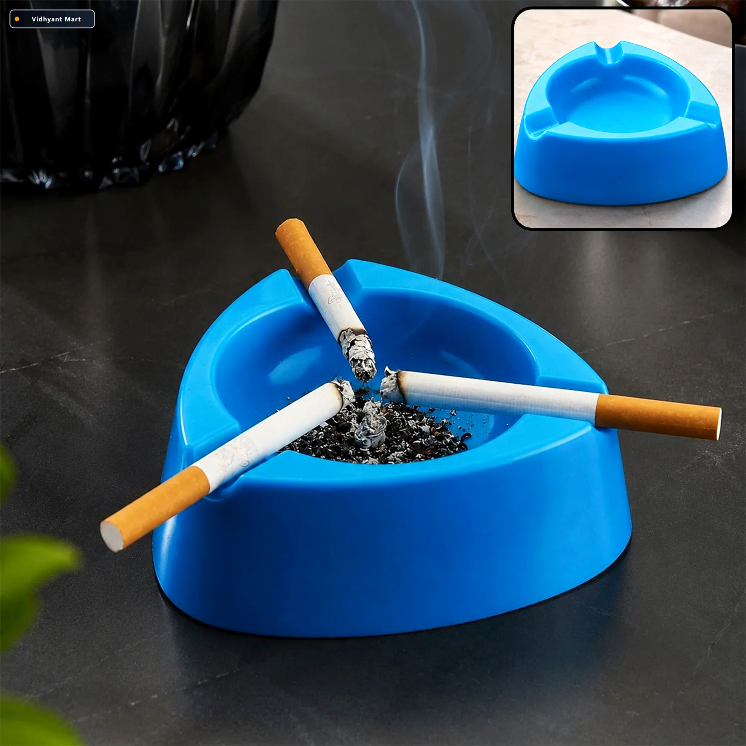 Vidhyant Mart Plastic Ashtray Durable Wide Bowl With 3 Cigarette 2