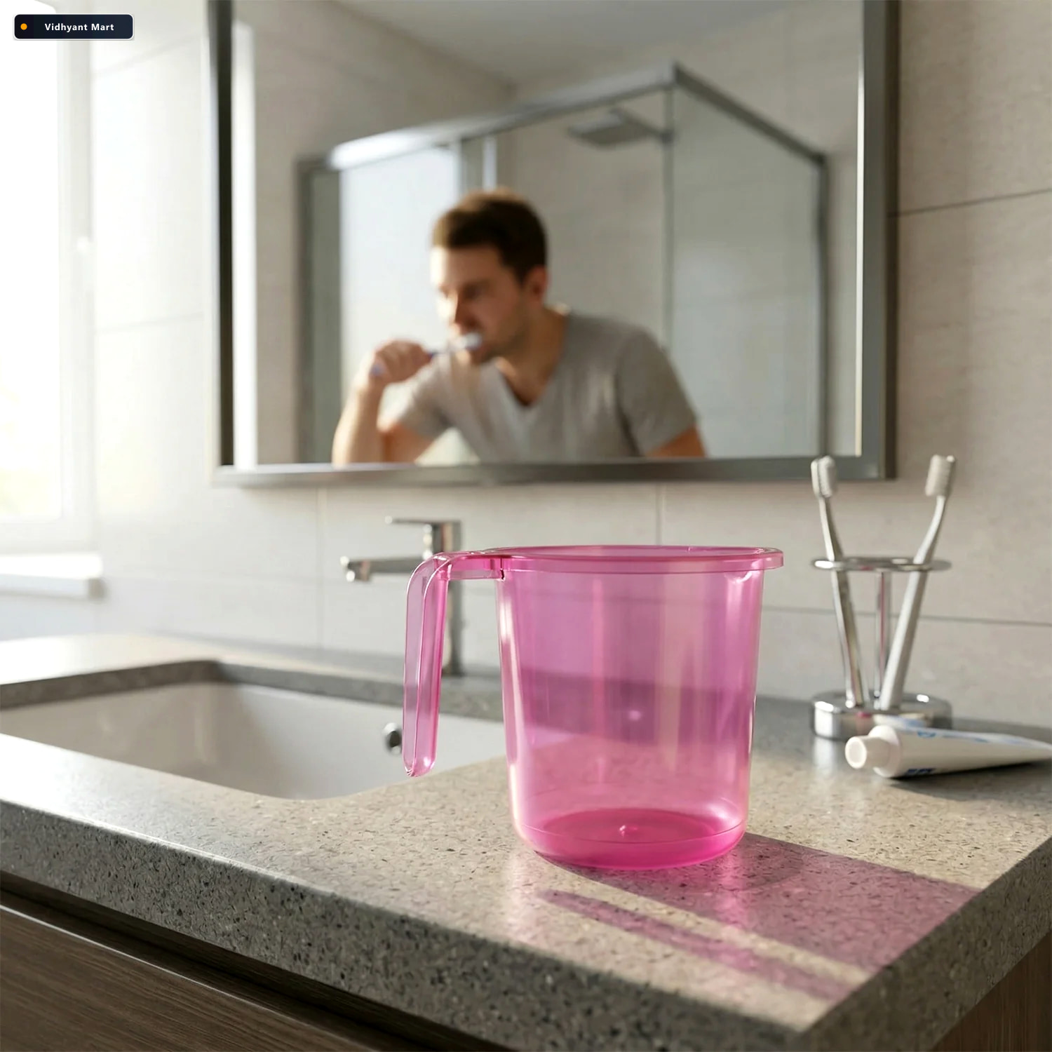 Vidhyant Mart Plastic Bathroom Mug Durable Bpa Free Stylish Pack 2
