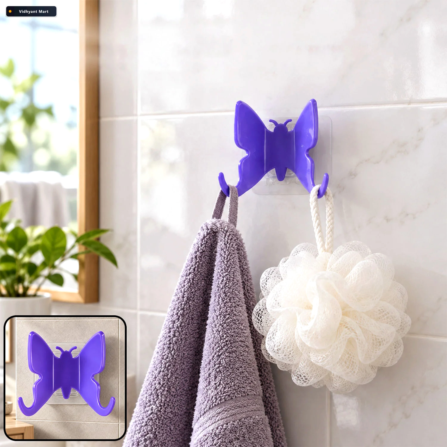 Vidhyant Mart Plastic Butterfly Self Adhesive Wall Hook With Dua 2
