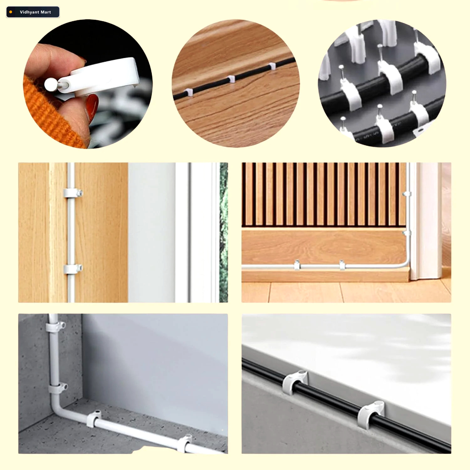 Vidhyant Mart Plastic Cable Clips Durable Steel Nail Wire Holder 2