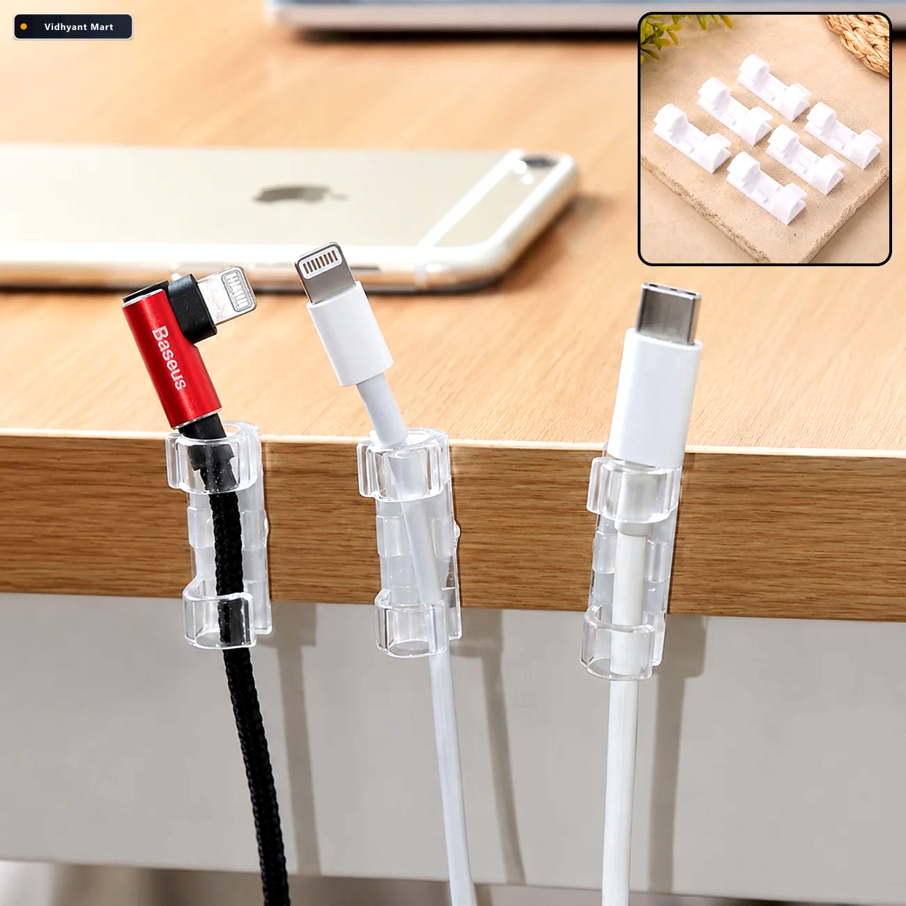 Vidhyant Mart Plastic Cable Clips Strong Adhesive Wire Organizer 1