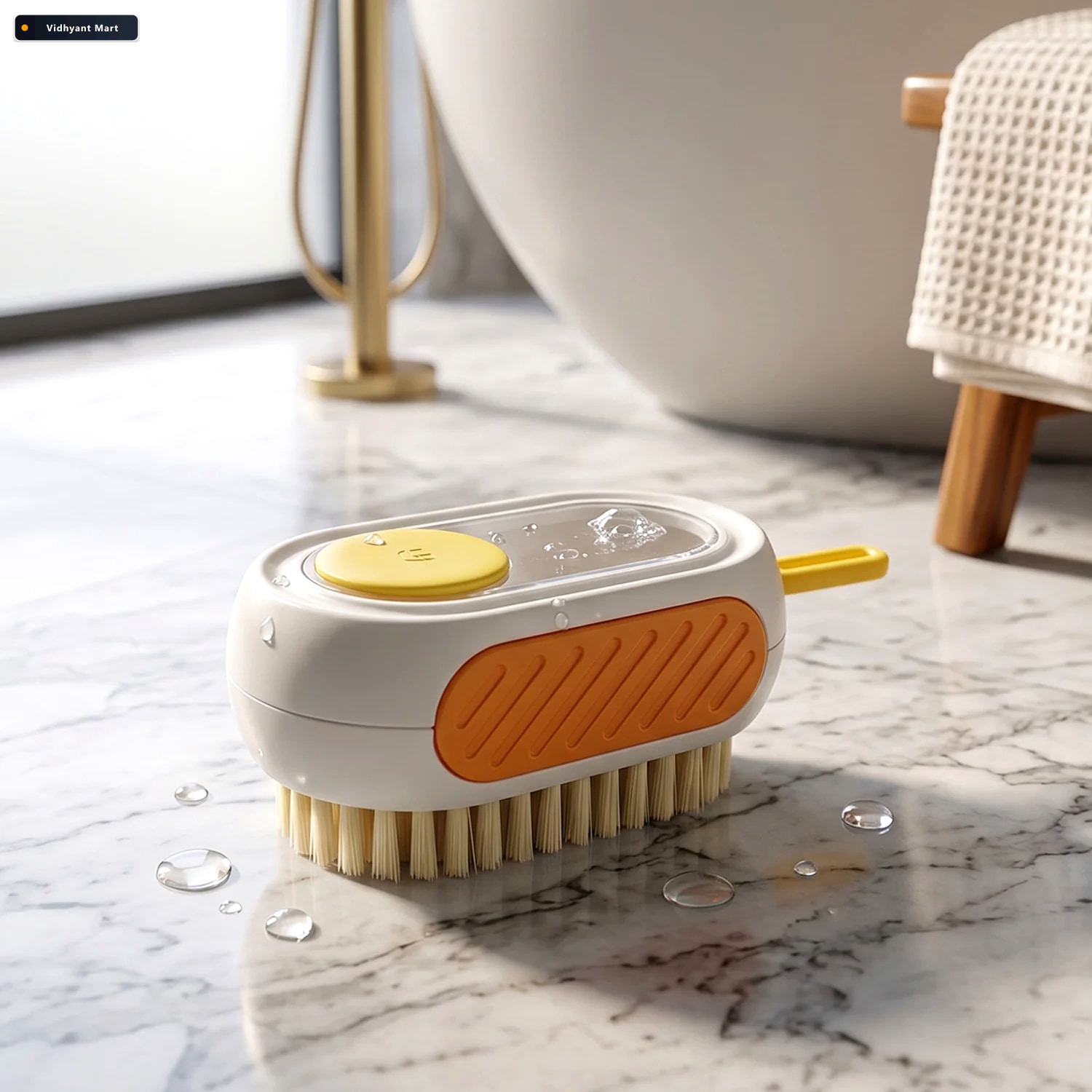 Vidhyant Mart Plastic Cleaning Brush With Soap Dispenser Rubber 3